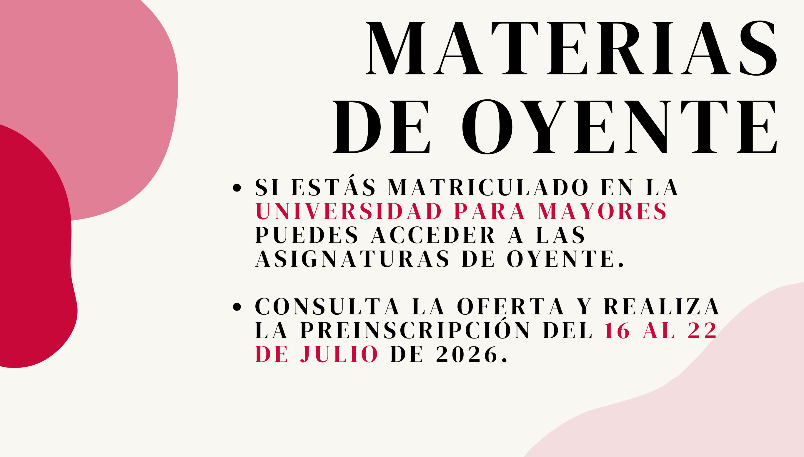 Oferta de Materias de Oyente